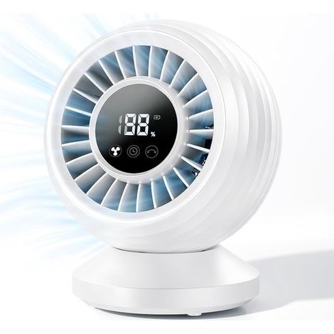 Ventilador de mesa recargable – Silencioso (22 dB) – Oscilación de 120° – 12000 mAh – Blanco (1/5)