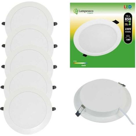 Lot de 5 Spot Encastrable LED Downlight Panel Extra-Plat 12W Blanc Froid 6000K (1/4)