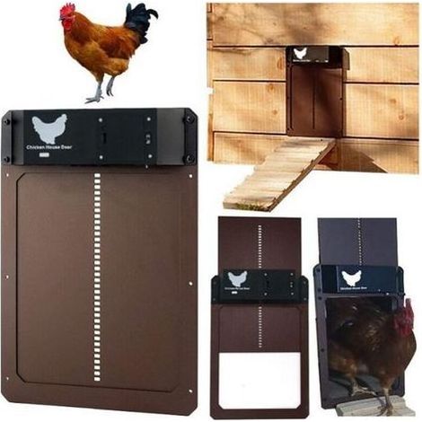 pair Nouveau Porte Automatique Poulailler, Automatique Etanche avec Capteur de Lumière Porte De Poulailler Automatique à Induction à Pile (1/4)