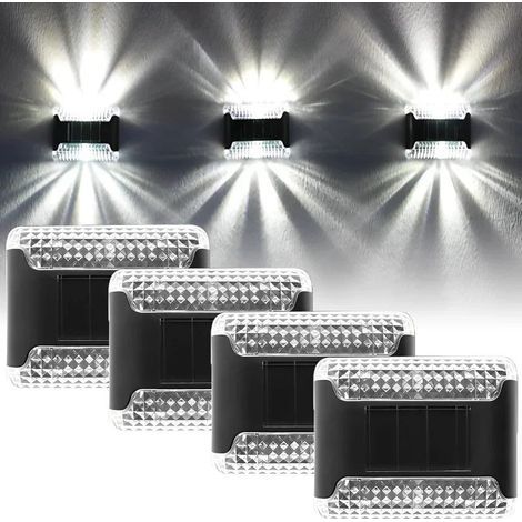 Quatre appliques murales solaires, appliques murales extérieures réglables, éclairage d'escalier LED étanche. (1/5)