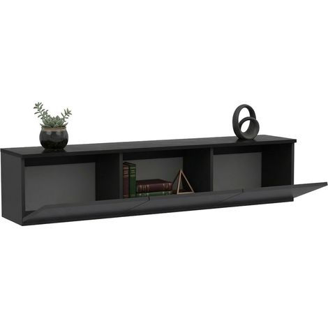 TV-Schrank Surrigone, 3 Fächer, 3 Klapptüren, 160x32x35 cm, Anthrazit