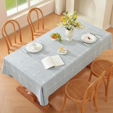 Abwaschbare Tischdecke Leinenoptik 150x150cm Blau für Küche, Garten, Outdoor