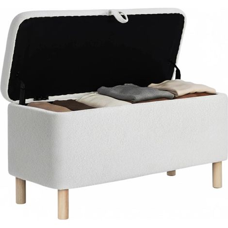 Smartue  Pouf Rotondo con Vassoio Reversibile – Poggiapiedi Multifunzione, Contenitore Nascosto – Bianco