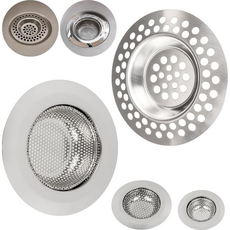 Lot de 4 Crépine de vidange, Acier inoxydable, Diamètres 55-90 mm, Filtre évier et douche, Pour tuyaux 25-55 mm (1/5)