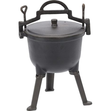 Hervidor de hierro fundido, capacidad de 5 litros, 24,5 cm de diámetro, 16 cm de altura, tipo parrilla de carbón, certificado CE. (1/5)