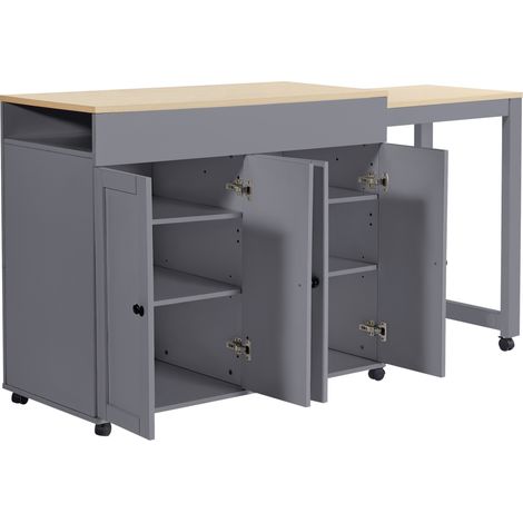 Ausziehbarer Bartisch Grau mit Stauraum MDF 117 bis 180 cm MODENUIT (1/5)