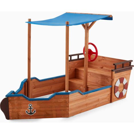 Home Deluxe - Arenero con aspecto de barco y banco MATSCHEKISTE - 160 x 78 cm