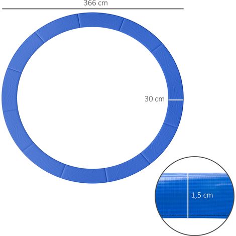 Trampolin Randabdeckung Ø366cm cm breit, Reißfest UV-resistent Federabdeckung, Wasserabweisend, Trampolinzubehör Randschutz Sicherheitsnetz Ersatzteile für Gartentrampoline, Blau (1/5)