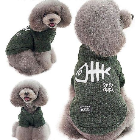 Haustierkleidung mit Fischgrätenmuster für kleine Hunde und Katzen, kuscheliger Baumwoll-Hoodie für Welpen, Hunde und Katzen, Yorkshire Terrier, Chihuahuas, Sweatshirt, Haustierbekleidung, Grün (1/5)