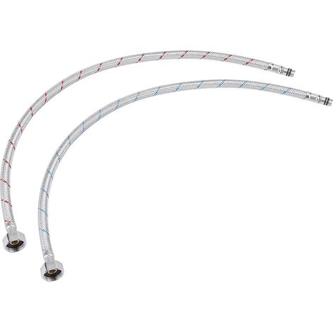 Lot de 2 raccords de robinet en acier inoxydable, flexibles d'alimentation en eau chaude et froide (EU G3/8") (1/5)