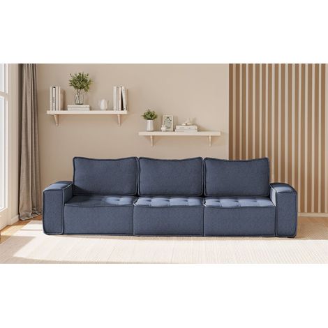 Sofa Modulsofa 3-teilig SANDE 3-Sitzer Stoff Raven Blau (1/5)