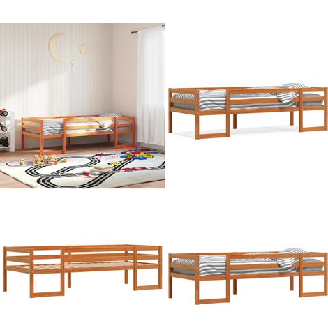 Cadre de lit pour enfants sans matelas cire marron 80x200 cm - Lit Enfant - Cadre De Lit - Lit Bébé - Mobilier Enfant - Chambre D'enfant - Home & Living (1/5)