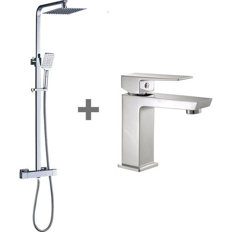 Kibath Pack columna y grifo termostático VERCO acabado CROMO brillo fabricado en latón (1/4)