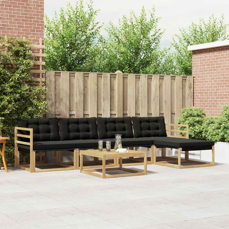 vidaXL Outdoor-Sofagarnitur 6 pcs Weiß und Schwarz 79 x 79 x 37 cm (1/5)