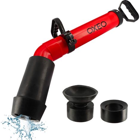 Déboucheur canalisation Pro - 3 Adaptateurs Inclus - Déboucheur à pompe - Evier - Toilette - Baignoire