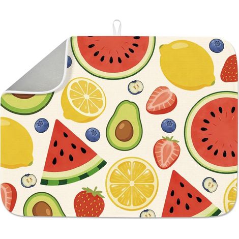 Tapis de séchage pour salade de fruits 45 x 60 cm - Aquarelle - Tapis absorbant pour comptoir de cuisine - Tapis de séchage pour comptoir de table, évier, café (1/5)