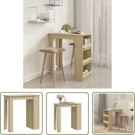 The Living Store Bartisch mit Regal Sonoma-Eiche 102x50x103,5 cm Holzwerkstoff - Bartisch - Stehtisch - Bistrotisch - Kücheninsel - Esstisch Klein (1/5)