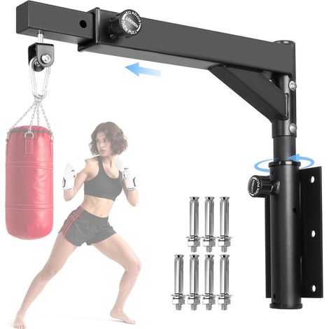 Support mural pour sac de frappe, pivotant à 360°, longueur réglable pour une utilisation en salle de sport à domicile, pour kickboxing, Muay Thai et Speed (1/5)
