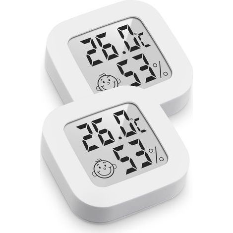 Termómetro higrómetro digital de interior de alta precisión, monitor de temperatura y humedad, indicador de nivel de confort (4,3 cm x 4,3 cm, blanco, 2 unidades) (1/4)