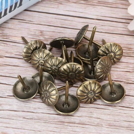 Clous Tapisserie - 11 x 16 mm - Motif Chrysanthème Rétro - Finition Bronze Vieilli - Pour Canapé Meuble Décoration Intérieure - Lot de 500 (1/5)