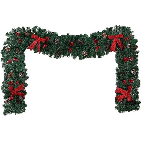 JSSEVN - Weihnachtsgirlande mit Tannenzapfen und glitzernden Schleifen für Türen und Fenster (1/5)