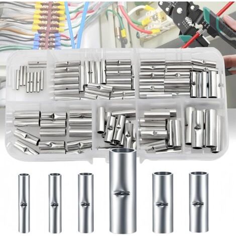 200 Pièces Connecteurs à sertir en cuivre non isolés, Non isolé Manchon connecteur borne, Connecteurs Electrique Bout à Bout, BN0.75/BN1.25/BN2/BN3.5/BN5.5/BN8, Pour électrique Splice DIY (1/5)