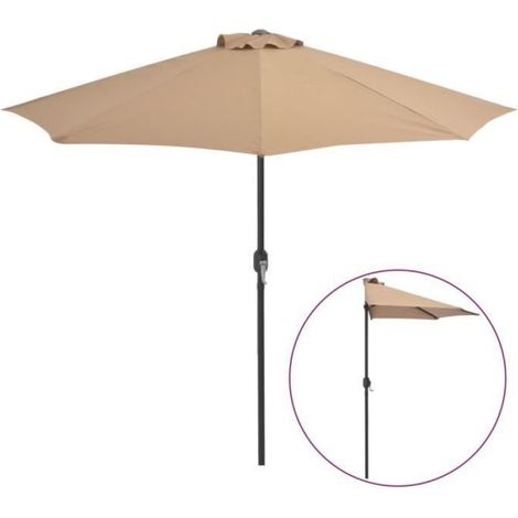 Parasol de balcon - - Demi - Taupe - Aluminium - 270x135 cm