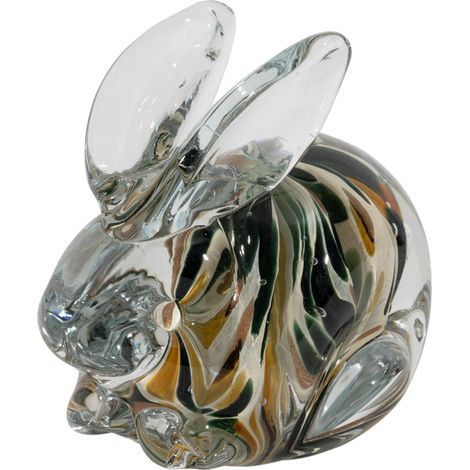 Presse papier lapin verre marron 11x7x10cm (1/3)