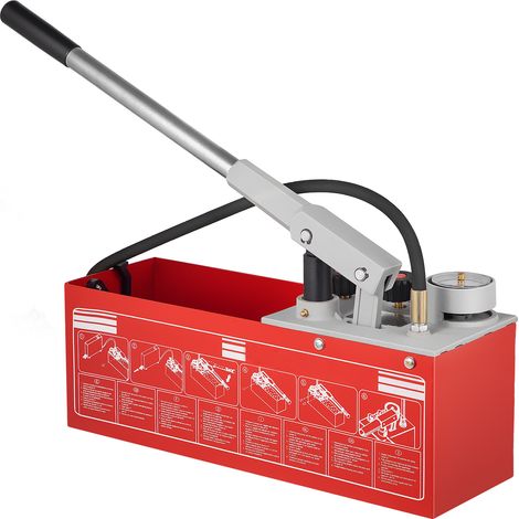 Mophorn Pompa di prova della pressione idrostatica, 25 bar/2,5 MPa, serbatoio da 3,2 galloni, tester manuale della pressione dell'acqua con manometro a due unità e connessione R 1/2"