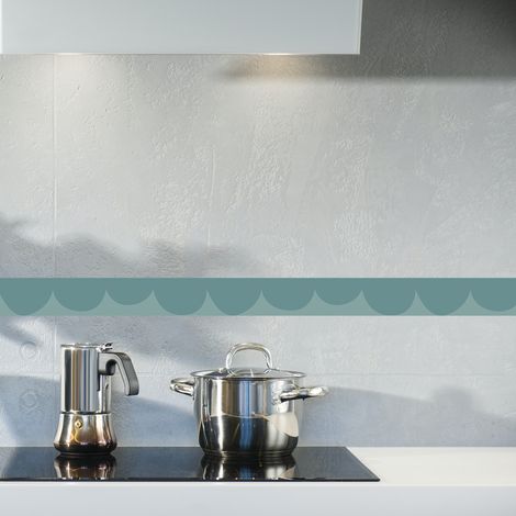 Frise décorative adhésive, feston fantaisie bleu canard, 5 cm X 300 cm (1/5)