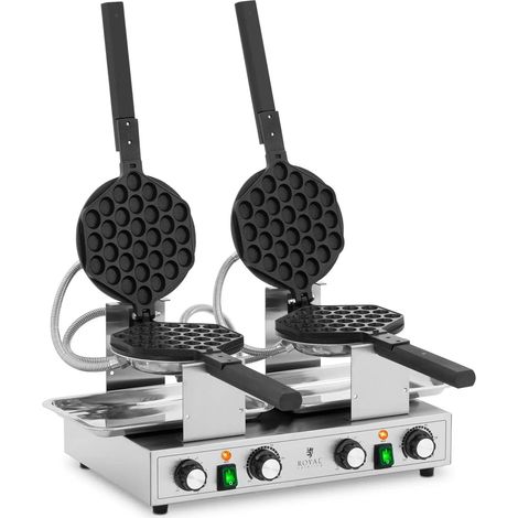Gaufrier professionnel 2 x 1400 watts 50-250 °c minuterie : 0-5 min acier inoxydable