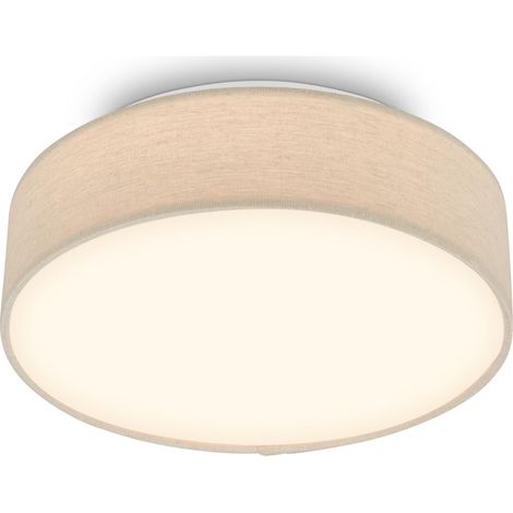 Plafonnier LED avec abat-jour en tissu, 16 W 2800 lm, lumière blanc chaud, lustre salon, chambre, luminaire cuisine, plafonnier LED salon, lampe plafond, 30 x 10,5 cm, Beige (1/5)