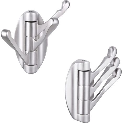 Zwei klappbare, drehbare Handtuchhaken mit elastischer Metallkappe, Handtuchhalter, robuste Bademantelhaken, geeignet für Badezimmer, Wohnmobile und zur Wandmontage. 2er-Pack (drei Haken in einer Box,