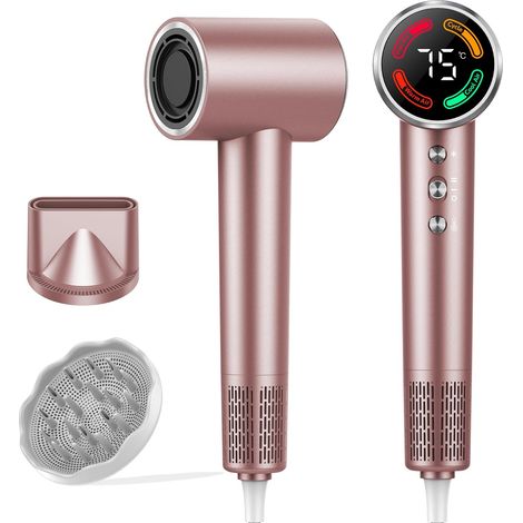 Sèche-cheveux ionique 160 000 tr/min, Séchage 5X Plus Rapide, 500 Millions d'Ions Négatifs Anti-Frisottis, Silencieux 56 dB, Écran LED, Diffuseur pour Cheveux Bouclés (1/5)