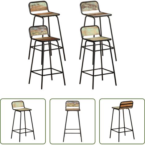 vidaXL Taburetes de cocina 4 unidades madera maciza reciclada (1/5)