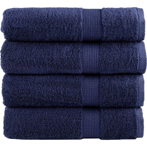 Serviettes de qualité supérieure SOLUND, lot de 4, bleu marine, 50 x 100 cm, 600 g/m²