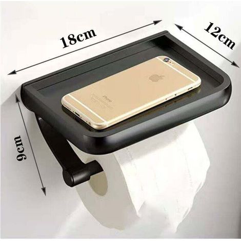 Enowelir Porte Rouleau De Papier Toilette Avec Etagère Pour Salle De Bain Et Cuisine Noir (1/5)
