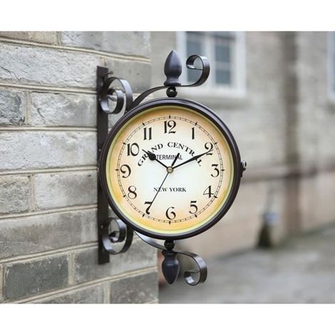 Fer rétro tourné antique double face horloge murale décorative maison (1/2)