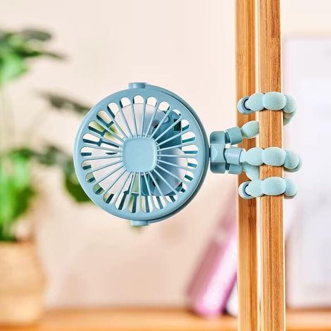 Ce ventilateur portable rechargeable par USB est silencieux, compact, portable et polyvalent.(bleu) (1/4)