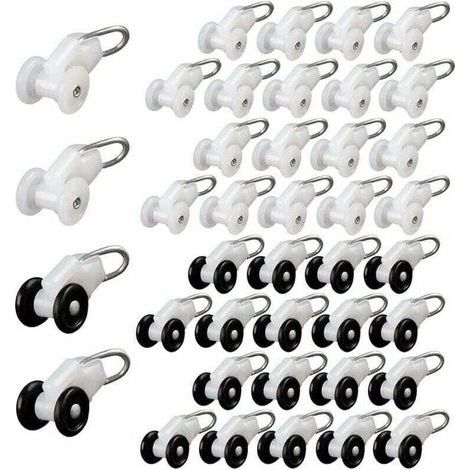 40-teiliges Set mit Gardinengleiterrollen, Pergola-Schienenhaken, Gardinenschienenrollen, Metallrollen, verschiebbaren Gardinenhaken, Gardinenstangenrollen und Gardinenschienengleitern