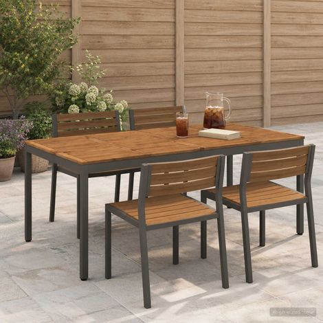 vidaXL Tavolo da cena da giardino Naturale e Caffè 196 x 100,5 x 75 cm