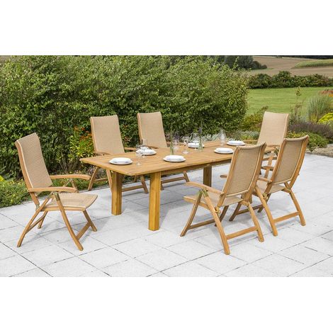 Capri Set 7tlg 6 Sessel Tisch 180(220/260)x100cm