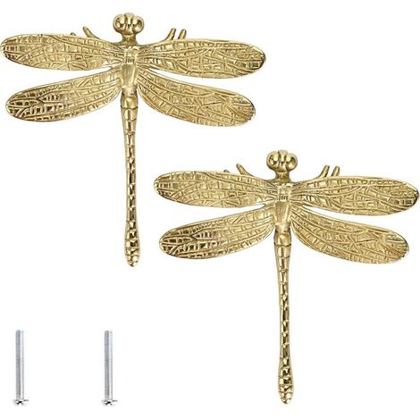 Lot de 2 boutons en laiton pour tiroirs, armoires, penderies et coiffeuses - Boutons de meubles avec vis (1/5)