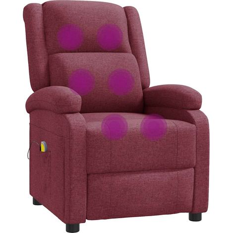 Fauteuil de massage inclinable Fauteuil relax Rouge bordeaux Tissu 45779 (1/4)