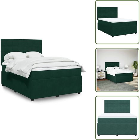 Sommier à lattes de lit et matelas Vert foncé 160x200cm Velours - Sommier À Lattes De Lit - Sommiers À Lattes De Lit - Lit - Meuble De Chambre À Coucher (1/5)