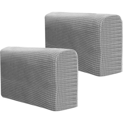 NineClouds Housses d'accoudoirs de canapé 2 pièces, réglables, capuchons d'accoudoirs de canapé extensibles, protection antidérapante des meubles (gris) (1/5)