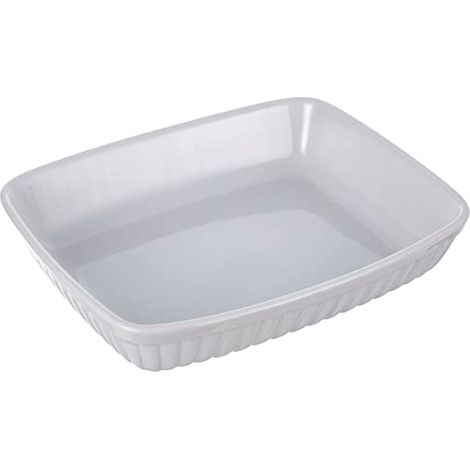 Excelsa Pirofila Rettangolare Perfetta per infornare Ogni Tipo di pietanza, Ceramica, Bianco, 28 X 22 (1/4)