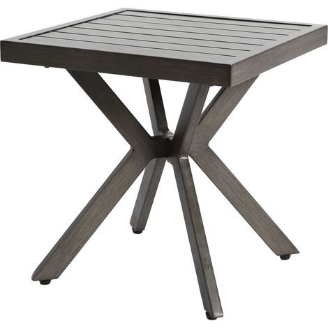 Quadratischer Aluminium-Beistelltisch für Außenbereich, Patio & Pool, wetterfest, pflegeleicht, Dunkelgrau