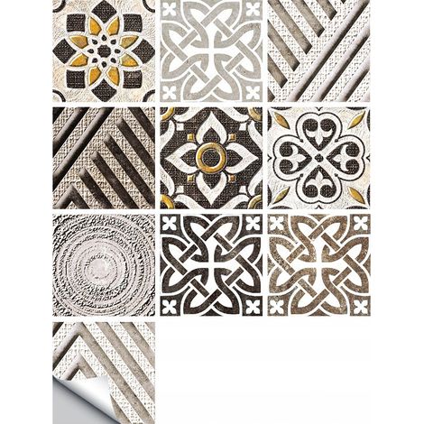 Selbstklebende PVC-Patchwork-Paneelfliesen, 10er-Set, Tapete 20x20cm, zm-06-036 (1/5)