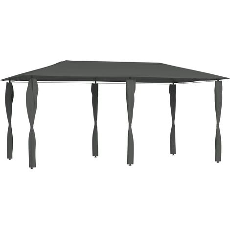 Belvédère à revêtement de poteaux , Belvédère de barbecue, Tonnelle et Pergola de jardin 3x6x2,6 m Anthracite 160 g/m² NKK92515 (1/4)